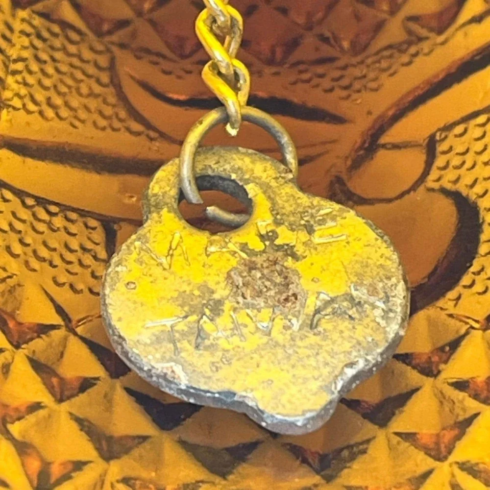 Vintage Amber Glass Hand Bell Diamond Point Scroll Pattern 6